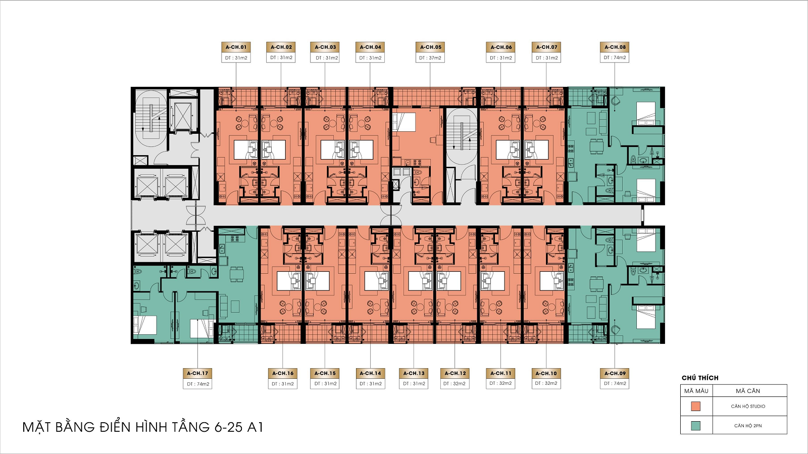 Layout mặt bằng tầng A1 dự án Căn hộ Sun Residence Vương Thừa Vũ Đà Nẵng