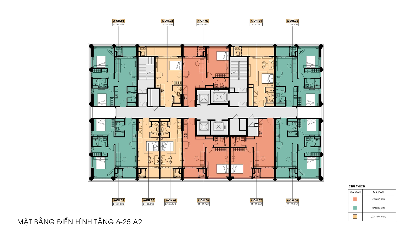 Layout mặt bằng tầng A2 dự án Căn hộ Sun Residence Vương Thừa Vũ Đà Nẵng